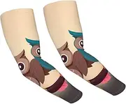 [FHEDVBN] Cute Owls Arm Sleeves Compression Arm Covers for Men Women Outdoor Sun Sleeves Cooling Sports Sleeve, Black