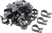100PCS 3/4" Nylon Cable Clips Assortment R-Type Clip Kit Black