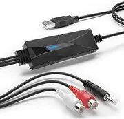 DriverGenius AudioXfer USB Audio Capture Device – Capture Audio from Cassette, Vinyl, MD & More via 3.5mm/RCA Connections for Music Enthusiasts & Podcasters | PC, Mac & Linux Compatible (AV202-B)