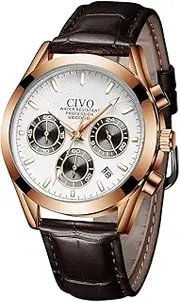 [CIVO] Mens Watch Waterproof Analog Stainless Steel Sport Chronograph Fashion Casual Date Wrist Watch