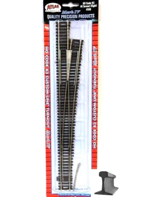 Atlas HO Scale ~ New 2025 ~ Code 83 ~ #8 Right Hand Custom Line Turnout ~ 566