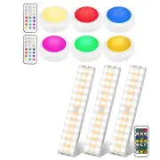 BLS 6 Puck Lights with Remote Control + 3 Pack 38 LED Closet Lights Battery O...