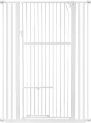 Pet Scene Safety Gate Retractable for Pet Dog Cat Security Extra Tall Fence Enclosure Guard Kitchen Doorway Stairs Barrier with Walk Through Door 75 to 105cm, White