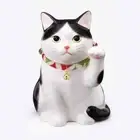 Japanese Lucky Cat Maneki Neko Hachiware Tuxedo Black and White Ceramics Gift