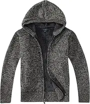 [Gioberti] Boy's Full Zip Knitted Cardigan Sweater with Hoody and Sherpa Lining