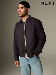 Navy Collared Harrington Jacket (E89014) | $66