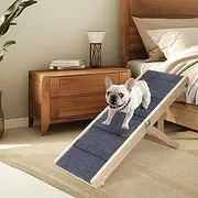 iPetba Dog Ramps for Bed Foldable Portable Pet Ramp Wooden Dog Ramps for Small Dogs Adjustable Height 53CM