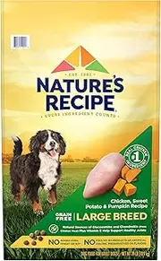 Nature's Recipe Large Breed Grain Free Dry Dog Food, Chicken, Sweet Potato & Pumpkin Recipe, 24-Pound