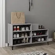 Shoe Cabinet Grey Sonoma 102x36x60 cm - Engineered Wood Shoe Organizer with Doors, Space-Saving Slim Entryway Cabinet for Apartment Essentials, 5-Shelf Shoe Storage Rack