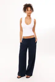 [Supré] Supré - Henley Relaxed Linen Pant - Midnight navy 16 MIDNIGHT NAVY