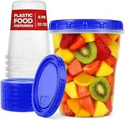 Plastic Soup Freezer Containers With Twist Top Lids - (32 Oz) - [6 Pack] - Soup & Food Storage Containers Takeout To Go - Airtight Plastic Containers - Microwave, Freezer & Dishwasher Safe BPA-Free