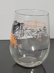 University Of Tennessee Stemless Wine Glass Black Lettering Plus Logo Bottom