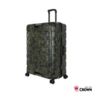 【CROWN 皇冠】日本同步款 獨特箱面手把 30吋 行李箱 悍馬箱- 迷彩綠