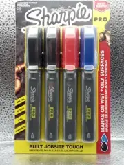 Sharpie Pro Fine Tip Permanent Marker 4 Pack Marks on Wood, Metal, PVC, Concrete