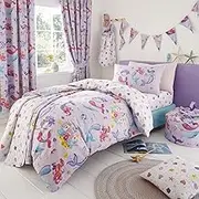 Happy Linen Company Girls Kids Magical Mermaids Lilac Purple Single Reversible Duvet Cover Bedding Set