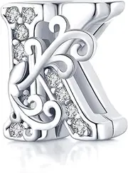 [Afg] Letter Clip Charm Sterling Silver 925 Fit for Pandora Reflexions Mesh Bracelet Alphabet Initial Charms Jewelry Gifts for Women Girl With Free Black Pouch