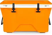 [Camco] Currituck Tangerine and White 30 Quart Cooler - Rugged Exterior Made for Camping, Hunting, Fishing and Tailgating - Comes with Cooler Basket (51757)
