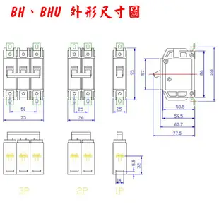 含稅 士林電機 BH 1P 2P 3P 15 20 30 40 50A NFB 無熔絲開關 無熔絲斷路器 BH型 5KA