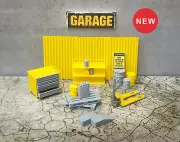 Auto service equipment. Scale 1:24. Car garage tools set. Diorama parts.