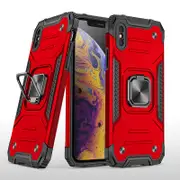 MCC Shockproof iPhone X Xs Heavy Duty Case Cover Tough Apple Ring Holder [Red]