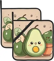Cute Yoga Avocado Potholders BBQ Pot Holders for Heat Resistant Potholder, Hot Pads,Cooking Baking(2-Pack)