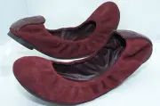 New Tory Burch Eddie Shoes Red Size 6.5 Ballet Flats Suede