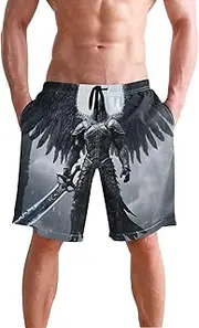 [XYMZR] Archangel Wing Black Men's Swim Trunks Quick-Dry Bathing Suit Swimming Board Shorts S