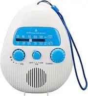 Sarini Waterproof Wireless Bathroom FM Radio, Portable AM FM Shower Radio, Built-In Speaker, Battery Powered Digital Radio With Carrying Strap
