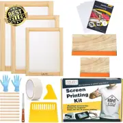 23-Piece Screen Printing Starter Kit, 3 Frames, Squeegees, Ink Film, Tape