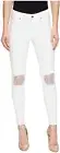 $54 New HUE Women's Med White Fishnet Knee Patch Denim Skimmer Fit Leg Pants