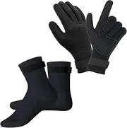 3mm Neoprene Gloves and Socks, 3mm Thermal Diving Gloves and Socks with Adjustable Waist Strap, Flexible Wetsuit Gloves and Socks, for Diving, Surfing, Kayaking Rafting