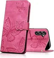 [CXTcase] Case for Samsung Galaxy S23 FE, Shockproof PU Leather Magnetic Flip Case Wallet Cover with Card Slots and Stand Feature, Phone Case for Samsung Galaxy S23 FE, Rose Red