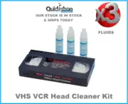 2 x Pack VHS VCR Head Cleaner Kit for Video Tape Cassette + 3 x Cleaning Fluids