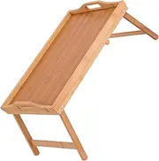 KONTONTY Folding Wood Bed Tray Table with Handles Multi Purpose Laptop Desk for Dormitory Home Use Natural Finish Space Saving Versatile Dining Tray for Breakfast Dinner and More