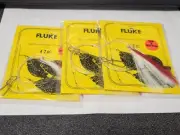 3 NJ Hand Tied Hi-Lo English Hooks w/RED/WHITE HAIR Fluke/Summer Flounder Rigs