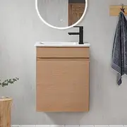 Bathroom Vanity with Under Sink 450mm Unit Wall Mounted Floating Vanity with Ceramic Sink and Door-Modern Bathroom Storage Vanity