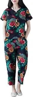 [REDBMX] Oriental Ladies Cotton Linen Plus Size Clothing for Women 3XL 4XL Modern Embroidery Traditional Chinese Style Top Pant Suit