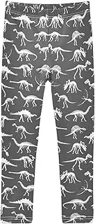 [Joisal] Fossil Dino Black Leggings Girls, Ideal for Girls Dance Leggings, Little Girl Leggings, 4-10T