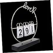 Gadpiparty Perpetual Flip Desk Calendar with Light Rustic Wooden Table Calendar for Home Office Decor Reusable for Year Use Housewarming
