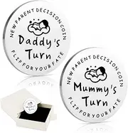 New Parent Gift Decision Coins for First Time Mom Dad, Funny Double Side Decision Making Coin for Couple Birthday Newborn Boy Girl