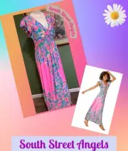 LILLY PULITZER HAVANA PINK CASA JAGUAR VERONA FLUTTER SLEEVE MAXI DRESS Size 12