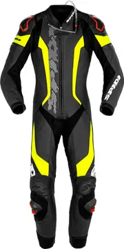 Spidi Laser Pro, leather suit 1pcs. perforated , color: Black/Neon-Yellow , size: 50