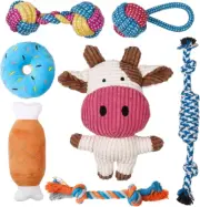 7 Pack Small Dog Toys, Puppy Teething Toys, Durable Ropes Chew Toys, Cute Calf S