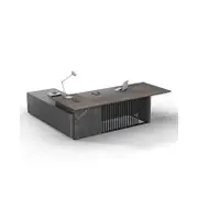 Modern Furniture MADEIRA 220cm Executive Desk Right Return - Hazelnut & Grey