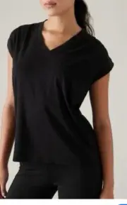 Athleta S Outbound Twist Tee Shirt Top Supima Cotton Size Small Black