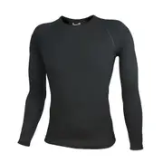 WW Mens Australia Made Pure Wool 220gsm Long Sleeve Thermal Top Black (U900)