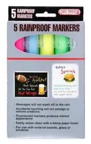 ChefMaster 90032 5 Rain-Proof Erasable Markers - 5 Colors