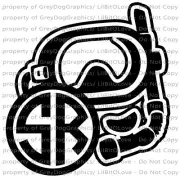 Custom Fits Yeti RTIC Dive Mask Diving Monogram Vinyl Decal 2 Initials Sticker