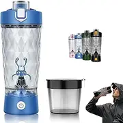 Problend One-Touch Shaker – Smooth Protein Mix Anywhere, 22oz, 5 Colors, USB Rechargeable Portable Blender Cup with Powder Box (Blue)