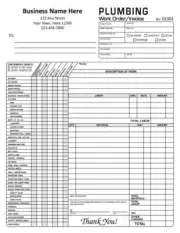 250 Custom Plumbing Work Order Invoices / 2 Part Carbonless / 8.5 x 11 TMG017